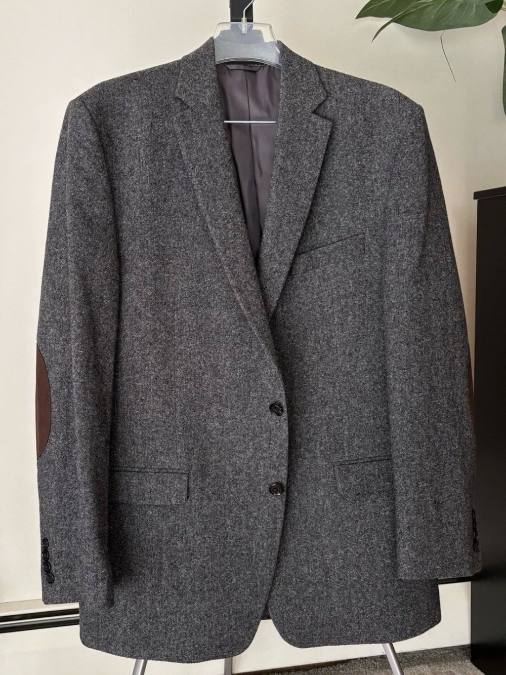 Lauren Ralph Lauren Charcoal Gray Sport Coat with Brown Elbow Patches